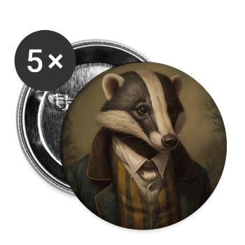 Badger in a Suit - Victorian 1800s Style - Buttons large 2.2''/56 mm (5-pack) - white - Front