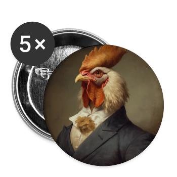 Chicken in a Suit - Victorian 1800s Style - Buttons large 2.2''/56 mm (5-pack) - white - Front