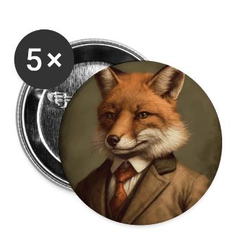 Fox in a Suit - Victorian 1800s Style - Buttons large 2.2''/56 mm (5-pack) - white - Front