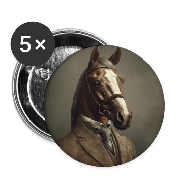Horse in a Suit - Victorian 1800s Style - Buttons large 2.2''/56 mm (5-pack) - white - Front