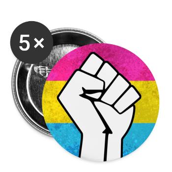 Autocollant Pansexual Pride Fist - Lot de 5 grands badges (56 mm) - blanc - Devant