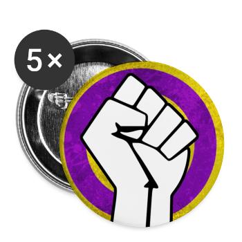Autocollant Intersex Pride Fist - Lot de 5 grands badges (56 mm) - blanc - Devant