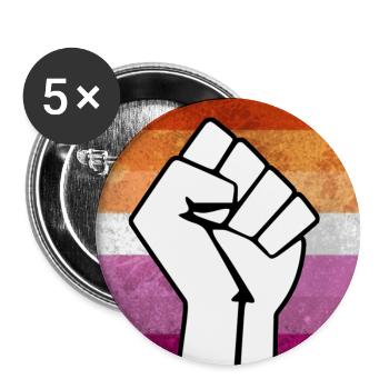 Autocollant Lesbian Pride Fist - Lot de 5 grands badges (56 mm) - blanc - Devant