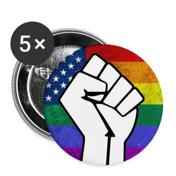Autocollant Rainbow USA Pride Fist - Lot de 5 grands badges (56 mm) - blanc - Devant