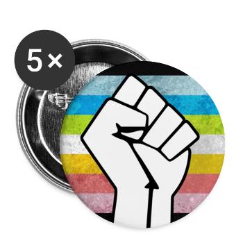 Autocollant Queer Pride Fist - Lot de 5 grands badges (56 mm) - blanc - Devant