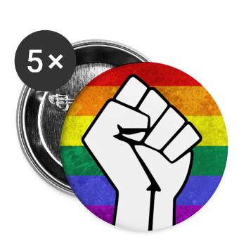 Autocollant Rainbow LGBT Pride Fist - Lot de 5 grands badges (56 mm) - blanc - Devant