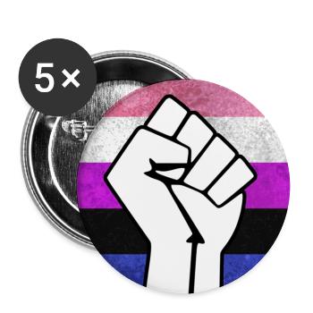 Autocollant Genderfluid Pride Fist - Lot de 5 grands badges (56 mm) - blanc - Devant