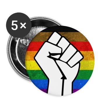 Autocollant Pride Fist de Philadelphie - Lot de 5 grands badges (56 mm) - blanc - Devant