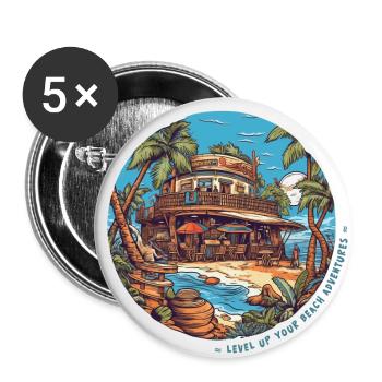 Level up your beach adventures - Buttons large 2.2''/56 mm (5-pack) - white - Front