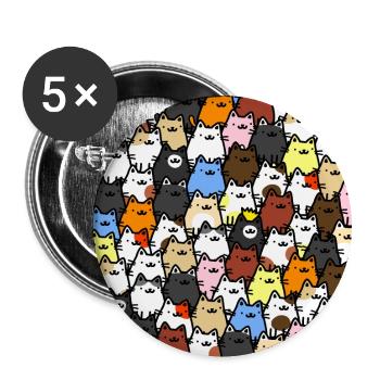 Pack of Cute Cartoon Cats: Adorable Feline - Buttons large 2.2''/56 mm (5-pack) - white - Front