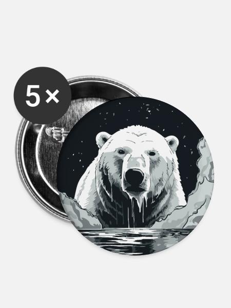 Eisbär - Buttons groß 56 mm (5er Pack) - Weiß