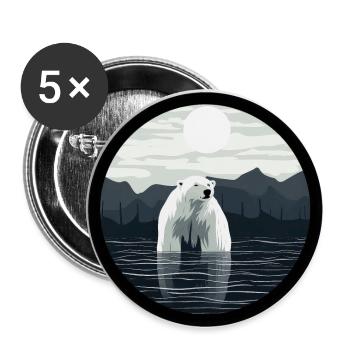 Polar bear - Buttons large 2.2''/56 mm (5-pack) - white - Front