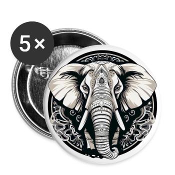 Éléphant - Lot de 5 grands badges (56 mm) - blanc - Devant