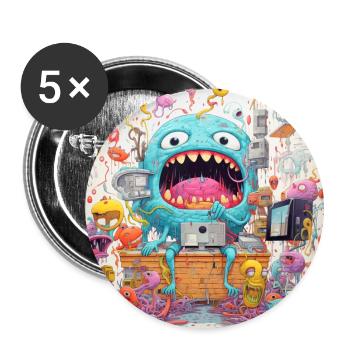 Monster Doodle 3 - Buttons large 2.2''/56 mm (5-pack) - white - Front