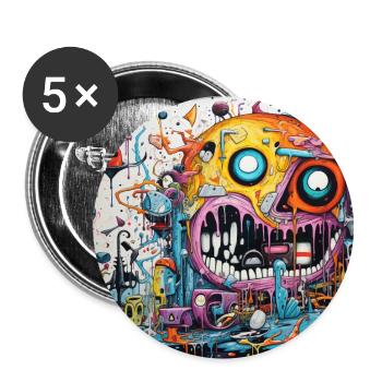 Monster Doodle 4 - Buttons large 2.2''/56 mm (5-pack) - white - Front