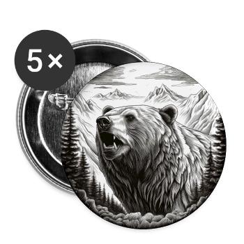 Grizzly Bear - Buttons large 2.2''/56 mm (5-pack) - white - Front