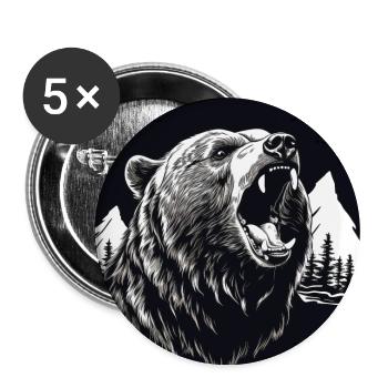 Grizzly Bear - Buttons large 2.2''/56 mm (5-pack) - white - Front