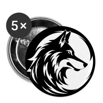 Loup - Lot de 5 grands badges (56 mm) - blanc - Devant