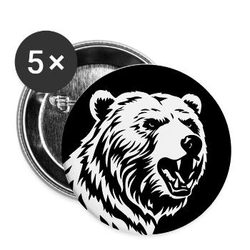 Grizzly Bear - Buttons large 2.2''/56 mm (5-pack) - white - Front