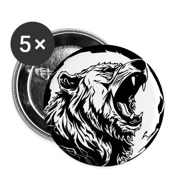 Grizzly Bear - Buttons large 2.2''/56 mm (5-pack) - white - Front