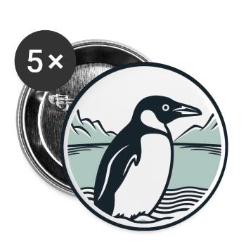 Pingouin - Lot de 5 grands badges (56 mm) - blanc - Devant