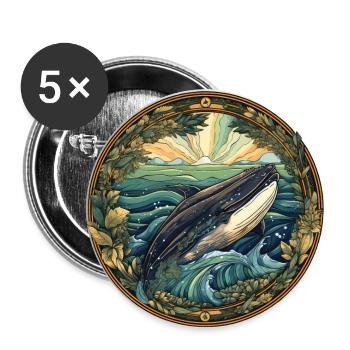 Baleine - Lot de 5 grands badges (56 mm) - blanc - Devant