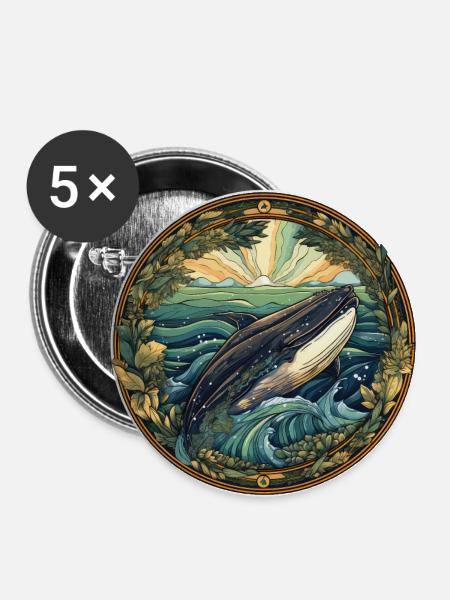 Whale - Buttons large 2.2''/56 mm (5-pack) - white