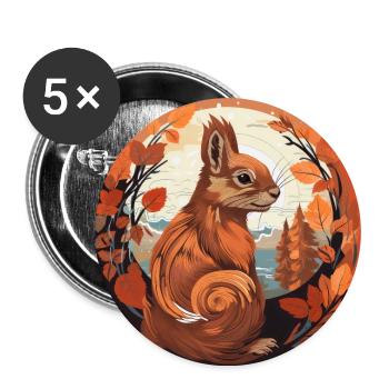 Écureuil - Lot de 5 grands badges (56 mm) - blanc - Devant