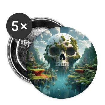 Stylish skull design Cool skull motifs - Buttons large 2.2''/56 mm (5-pack) - white - Front