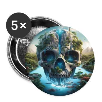 Stylish skull design Cool skull motifs - Buttons large 2.2''/56 mm (5-pack) - white - Front