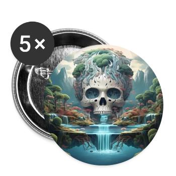 Stylish skull design Cool skull motifs - Buttons large 2.2''/56 mm (5-pack) - white - Front