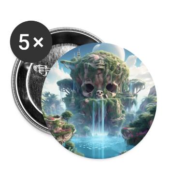 Stylish skull design Cool skull motifs - Buttons large 2.2''/56 mm (5-pack) - white - Front