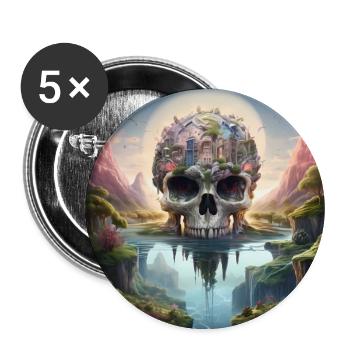 Stylish skull design Cool skull motifs - Buttons large 2.2''/56 mm (5-pack) - white - Front
