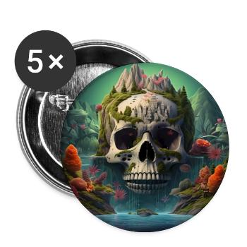 Stylish skull design Cool skull motifs - Buttons large 2.2''/56 mm (5-pack) - white - Front