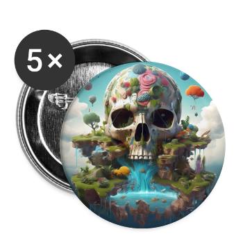 Stylish skull design Cool skull motifs - Buttons large 2.2''/56 mm (5-pack) - white - Front