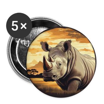 Rhinocéros - Lot de 5 grands badges (56 mm) - blanc - Devant