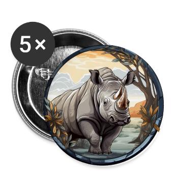 Nashorn - Buttons groß 56 mm (5er Pack) - Weiß - Vorne