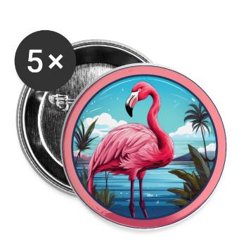 Flamingo - Buttons groß 56 mm (5er Pack) - Weiß - Vorne