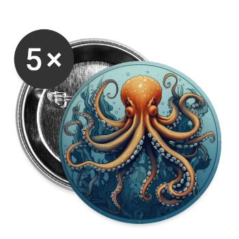 Octopuses - Buttons large 2.2''/56 mm (5-pack) - white - Front