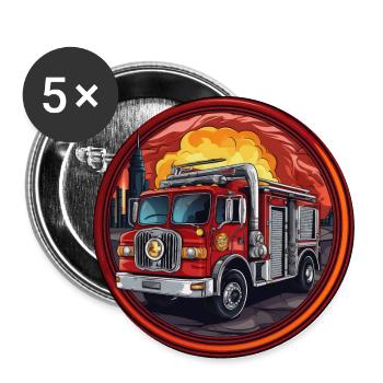 Feuerwehr - Buttons groß 56 mm (5er Pack) - Weiß - Vorne