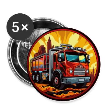 Feuerwehr - Buttons groß 56 mm (5er Pack) - Weiß - Vorne