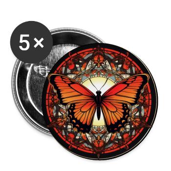 Schmetterling - Buttons groß 56 mm (5er Pack) - Weiß - Vorne