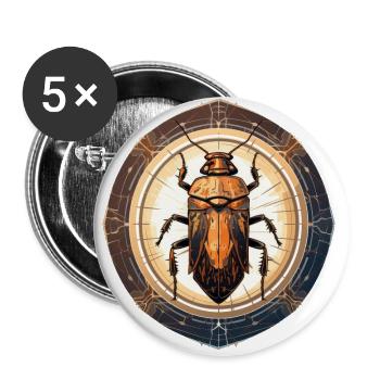 Kakerlake - Buttons groß 56 mm (5er Pack) - Weiß - Vorne