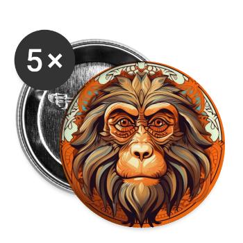 Singe - Lot de 5 grands badges (56 mm) - blanc - Devant