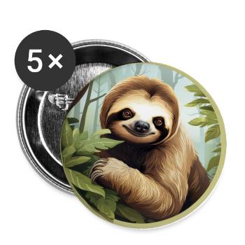 Sloth - Buttons large 2.2''/56 mm (5-pack) - white - Front