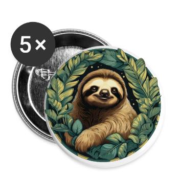 Sloth - Buttons large 2.2''/56 mm (5-pack) - white - Front
