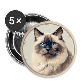 Ragdoll Cat - Buttons large 2.2''/56 mm (5-pack) - white - Front