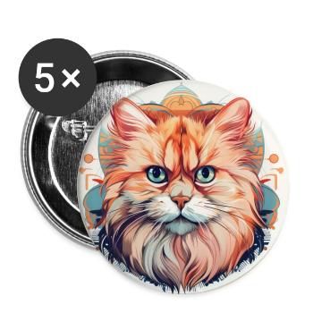 Perserkatze - Buttons groß 56 mm (5er Pack) - Weiß - Vorne
