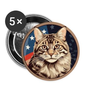 American Bobtail Cat - Buttons large 2.2''/56 mm (5-pack) - white - Front