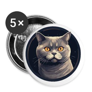 British Shorthair Cat - Buttons large 2.2''/56 mm (5-pack) - white - Front